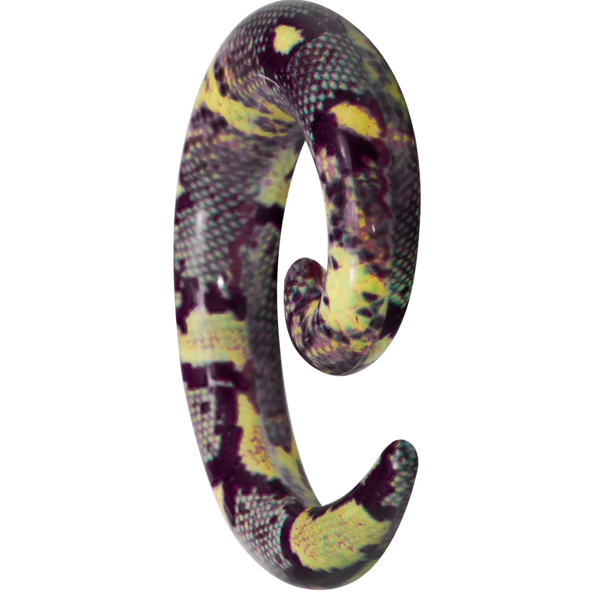 00 Gauge Green Snake Skin Acrylic Spiral Taper