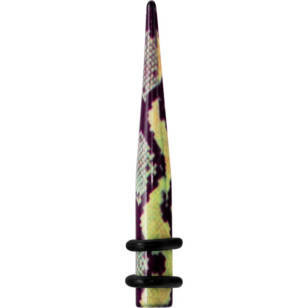 4 Gauge Green Snake Skin Acrylic Taper