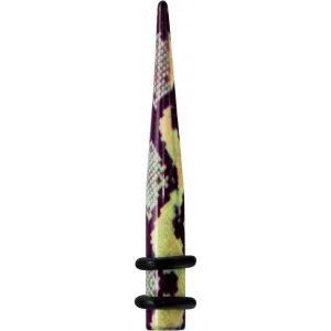4 Gauge Green Snake Skin Acrylic Taper