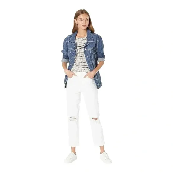 7 For All Mankind White High Waist Jeans Crop Straight Denim Jeans NWT