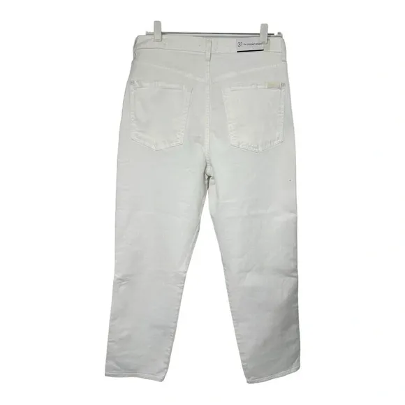 7 For All Mankind White High Waist Jeans Crop Straight Denim Jeans NWT