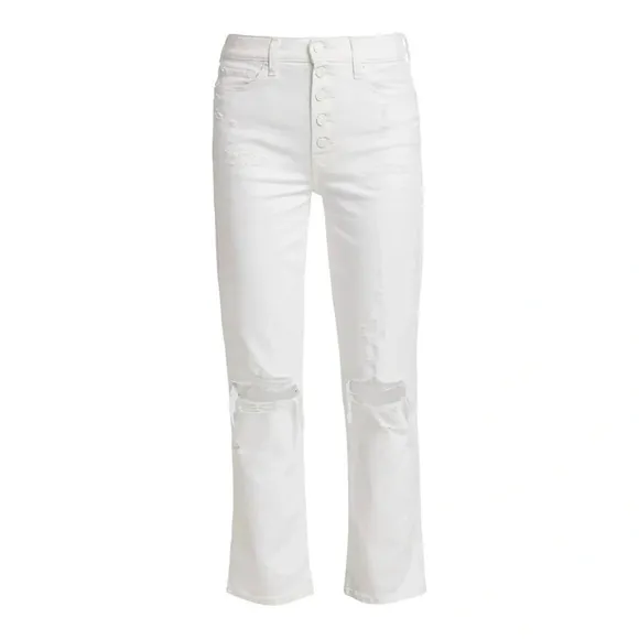 7 For All Mankind White High Waist Jeans Crop Straight Denim Jeans NWT