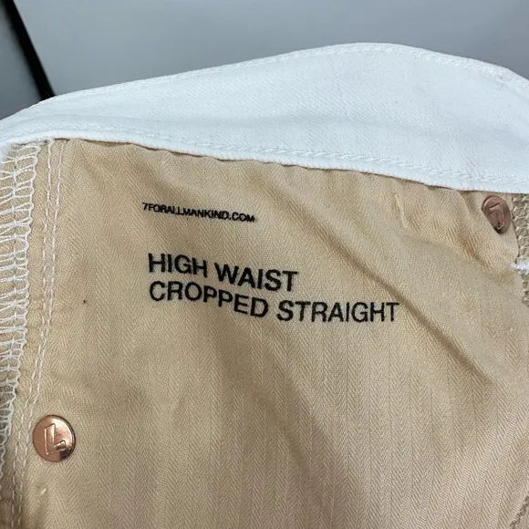 7 For All Mankind White High Waist Jeans Crop Straight Denim Jeans NWT