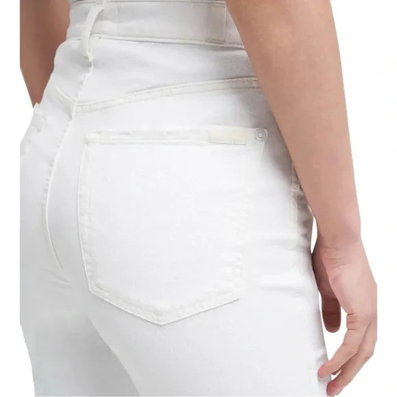 7 For All Mankind White High Waist Jeans Crop Straight Denim Jeans NWT