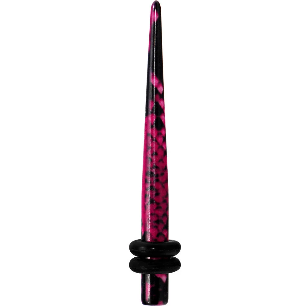 8 Gauge Pink Snake Skin Acrylic Taper