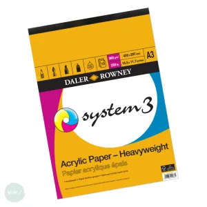 ACRYLIC PAPER PAD - Daler Rowney -  System3 Heavyweight - 360gsm  A3