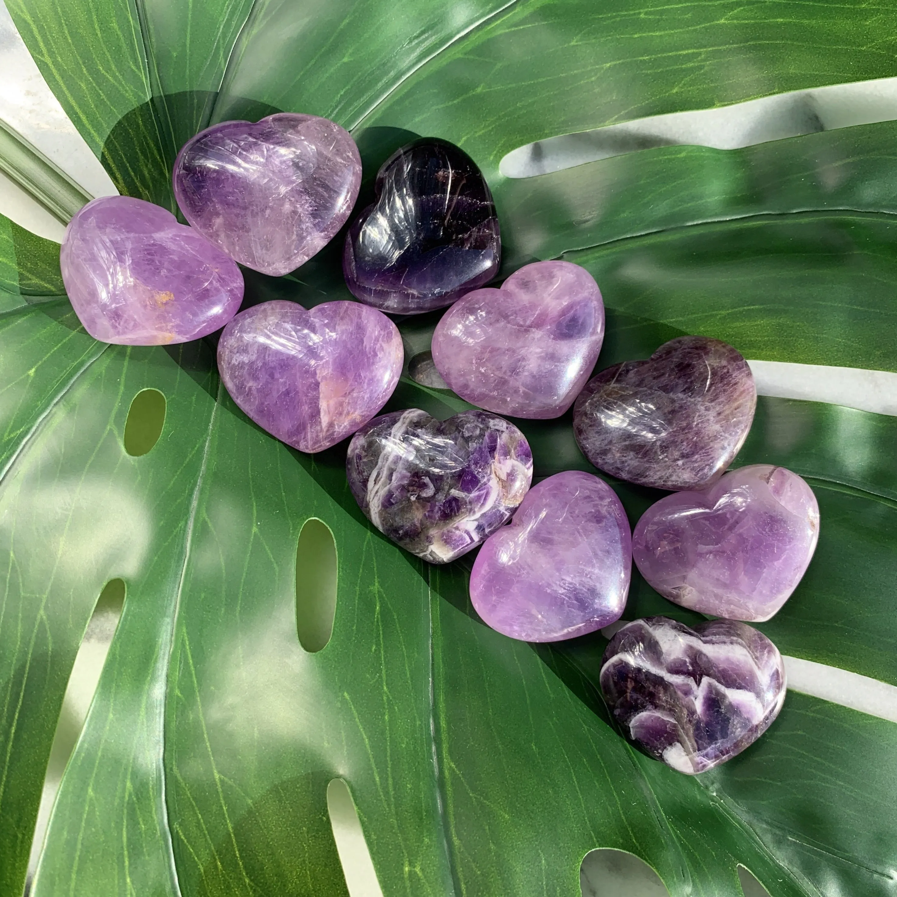 Amethyst Heart Palm Stone