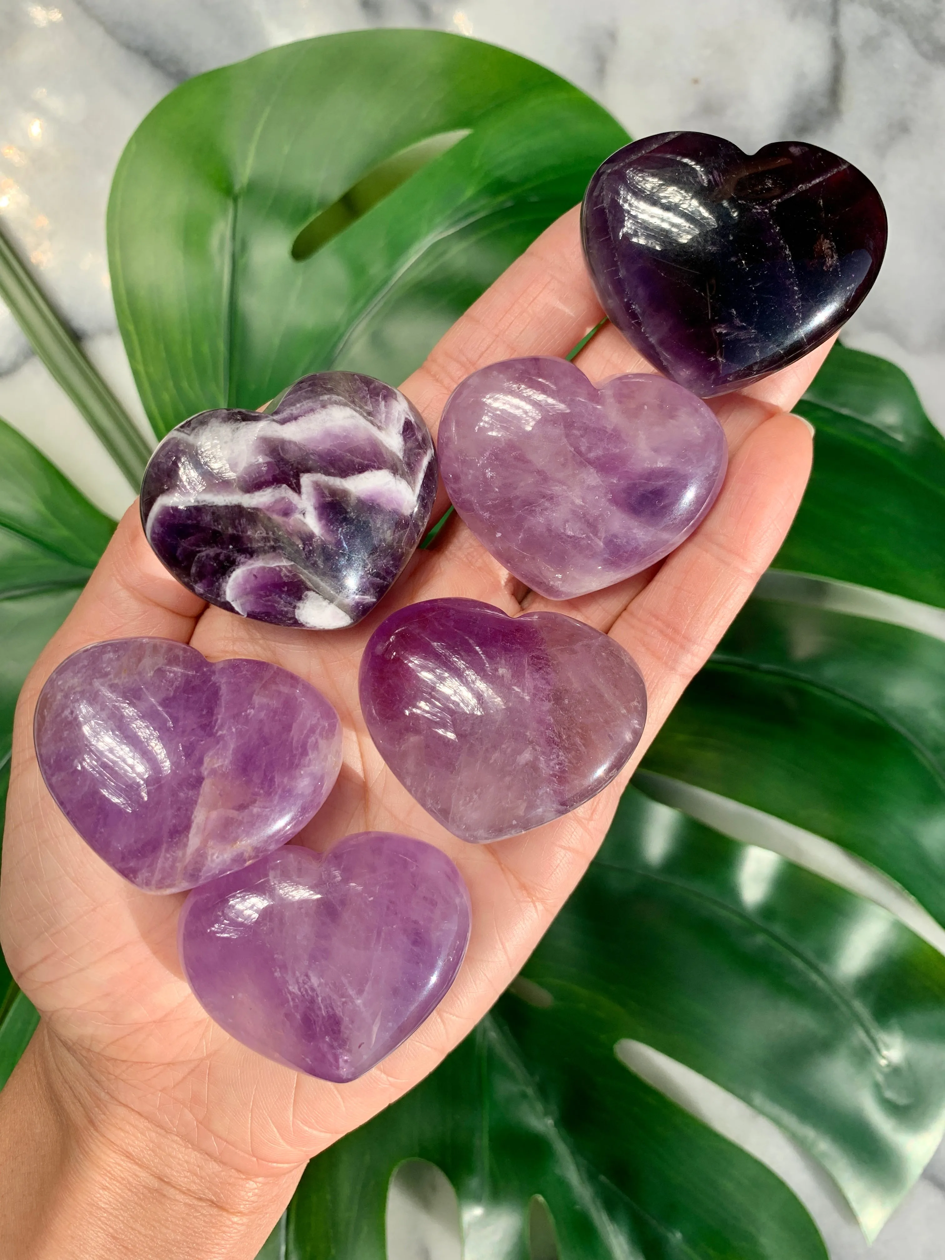 Amethyst Heart Palm Stone