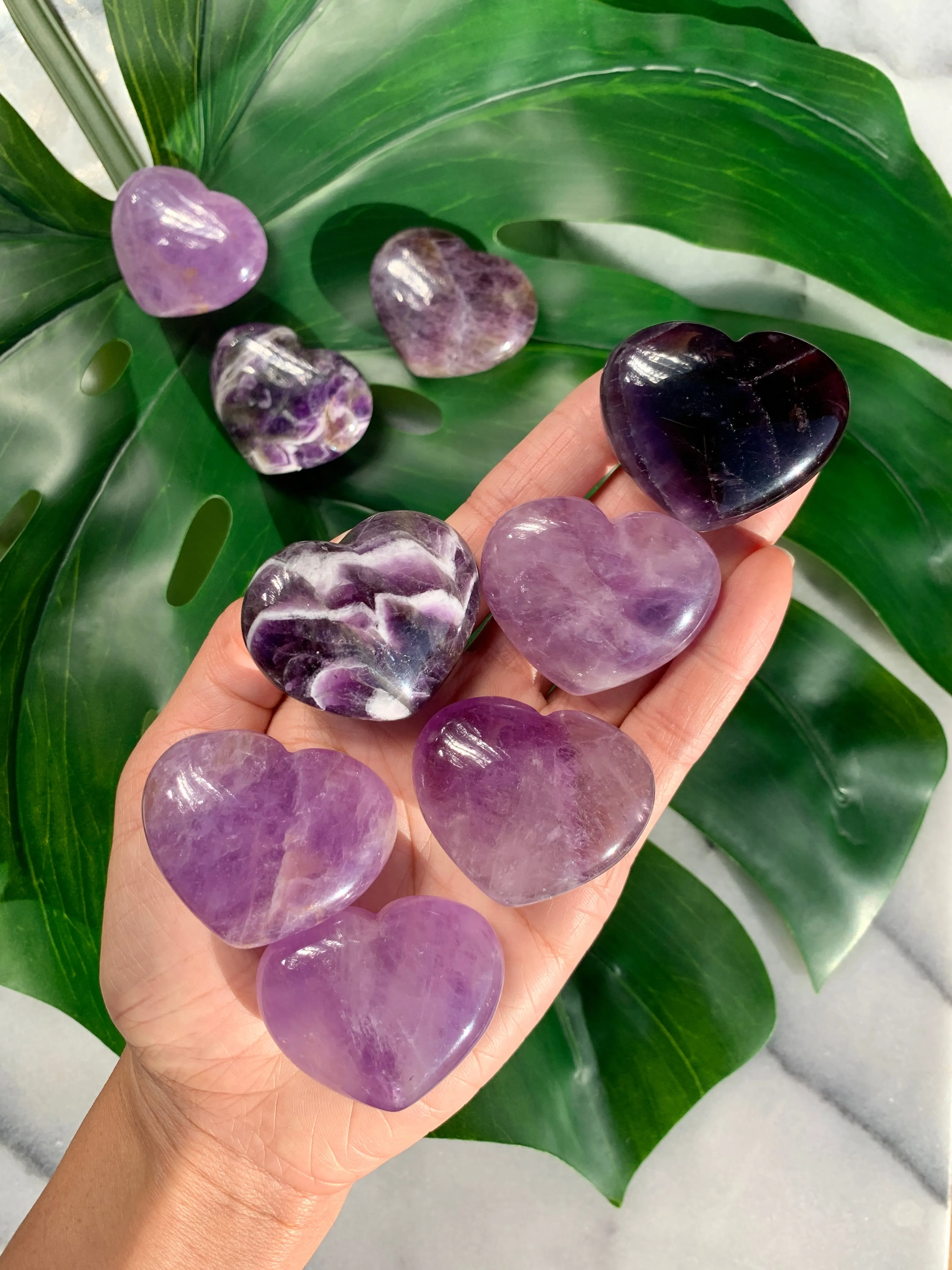 Amethyst Heart Palm Stone