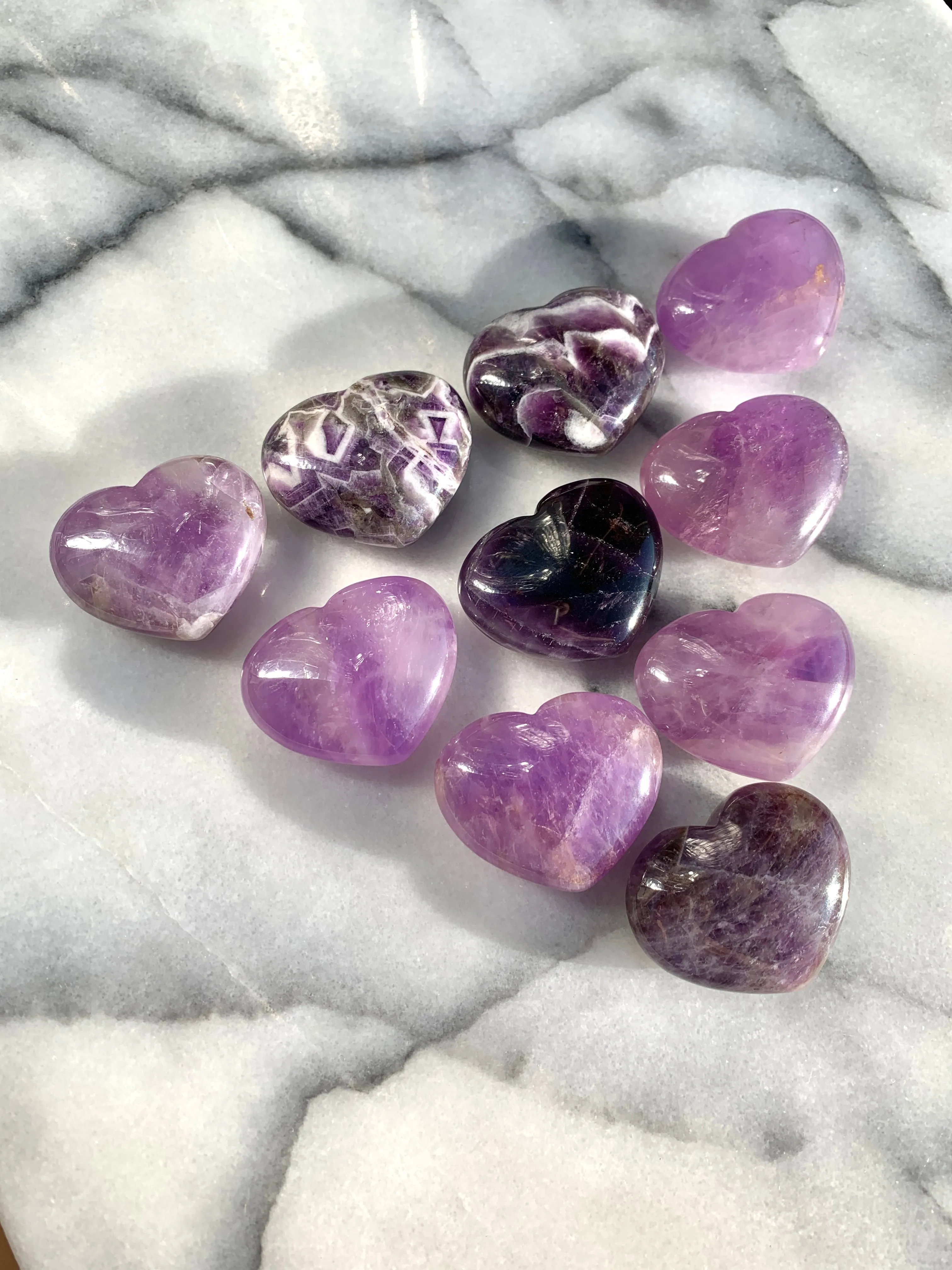 Amethyst Heart Palm Stone