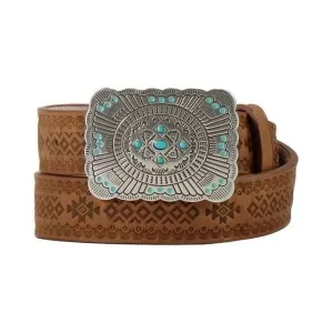 Angel Ranch Girls Southwestern Embossed Brown Belt