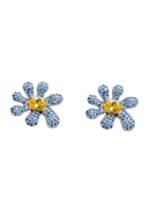 AQUAMARINE PAVE SQUASHED BLOSSOM EARRING