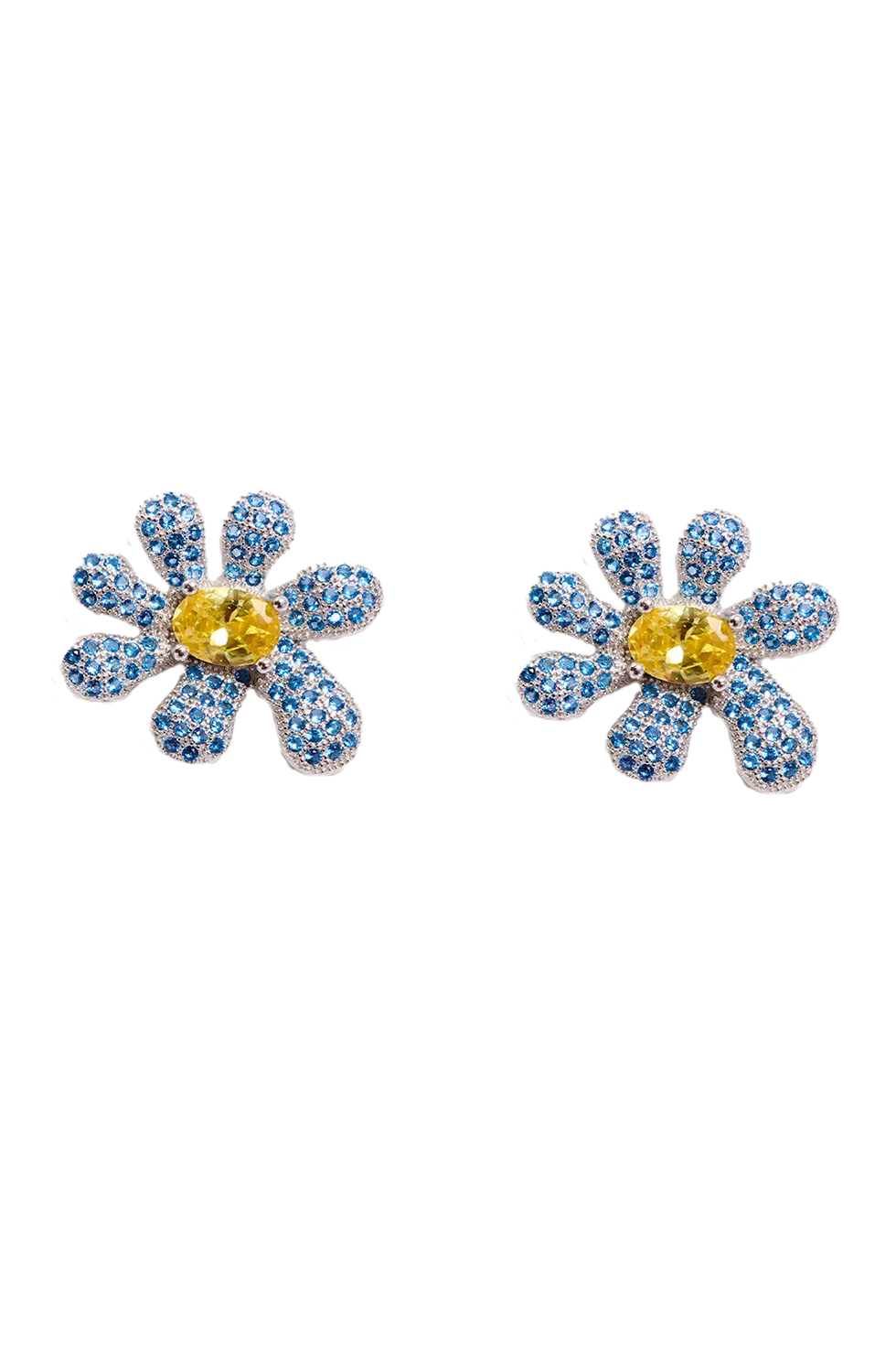 AQUAMARINE PAVE SQUASHED BLOSSOM EARRING