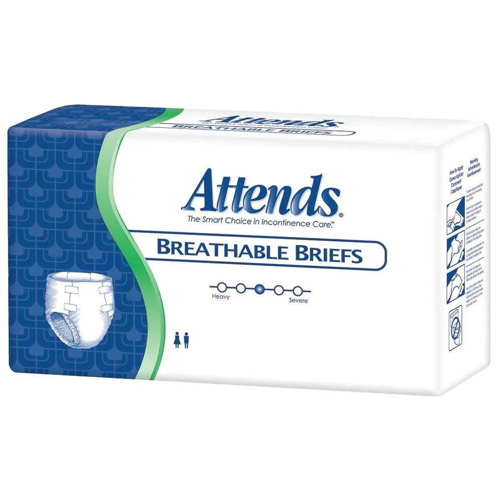 Attends BRB30 Breathable Adult Briefs, Heavy Absorbency, Large 44-58", - CS/72