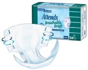 Attends Breathable Fitted Briefs w/ Flex Tabs, Size X-Small, Extra Absorbency, (1 bag of 24)