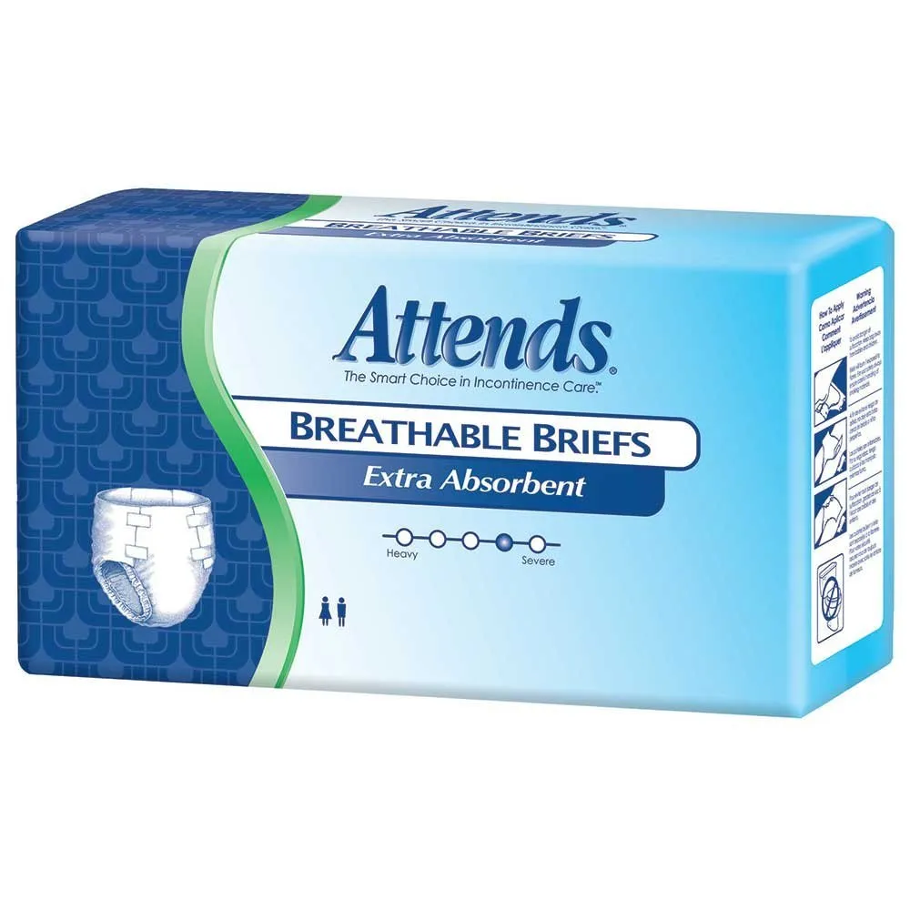Attends Extra Absorbent Breathable Briefs, Large, Case/72 (3/24s)