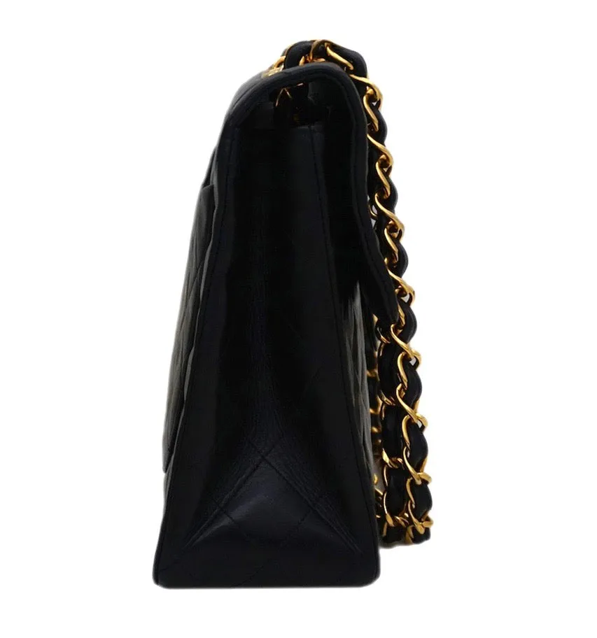 Authentic Chanel Black Lambskin Maxi Jumbo XL