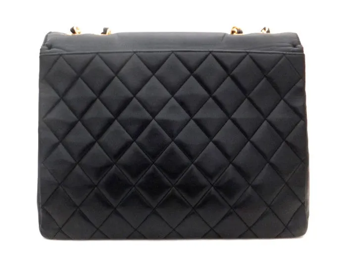 Authentic Chanel Vintage Black Lamb Rare Maxi Jumbo