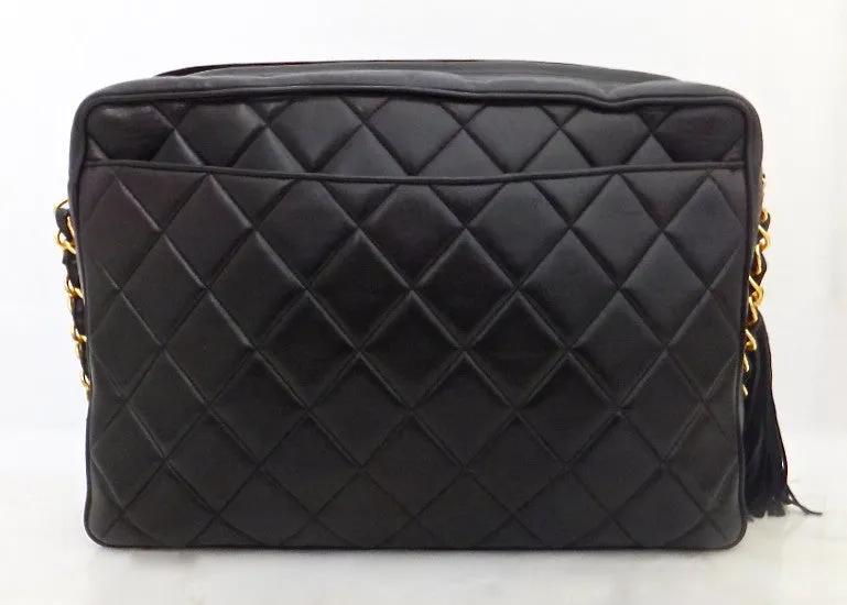 Authentic Chanel Vintage Chocolate Brown Lambskin XXL Maxi Jumbo
