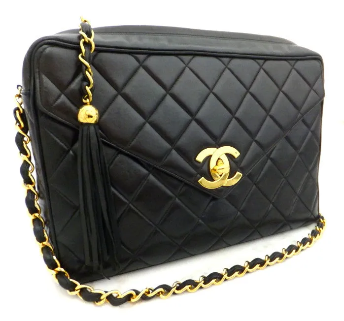 Authentic Chanel Vintage Chocolate Brown Lambskin XXL Maxi Jumbo