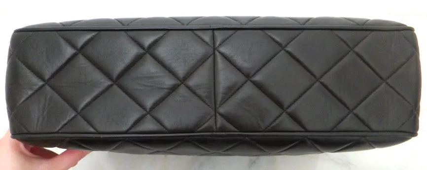 Authentic Chanel Vintage Chocolate Brown Lambskin XXL Maxi Jumbo