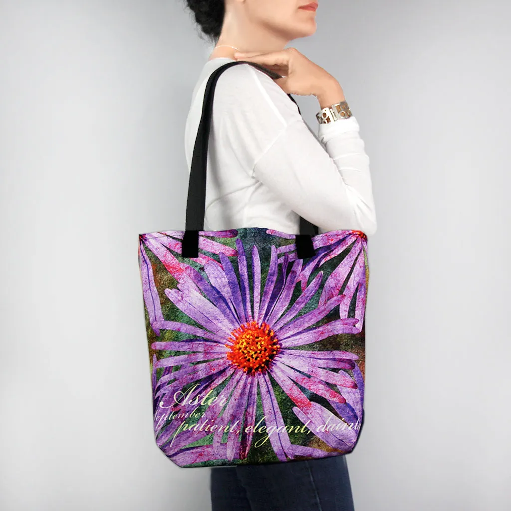 Birthday Blossom Tote Bag - September Aster