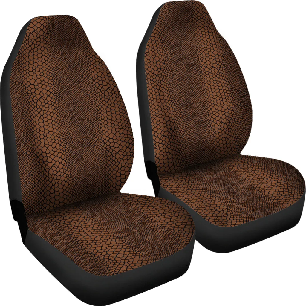 Black Cognac Color Snake Skin Reptile Scales Pattern Car Seat Covers