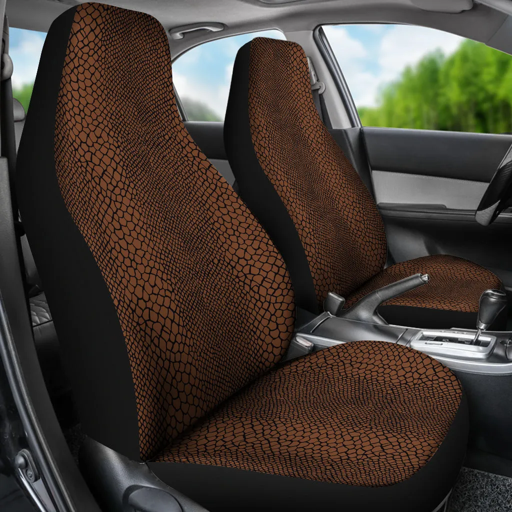 Black Cognac Color Snake Skin Reptile Scales Pattern Car Seat Covers