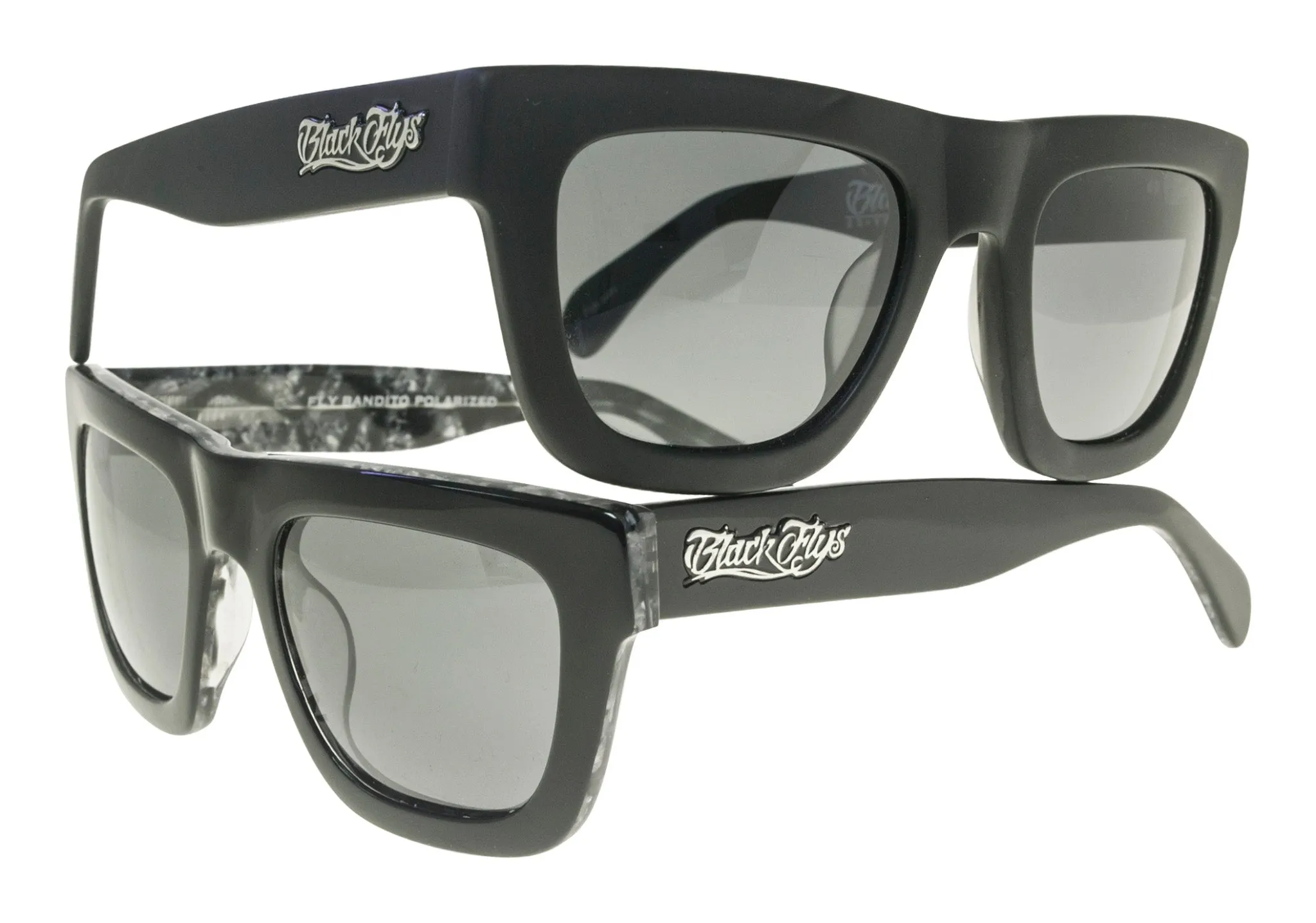 BLACK FLYS BANDITO SUNGLASSES SHINY BLACK / GREY MARBLE POLARIZED