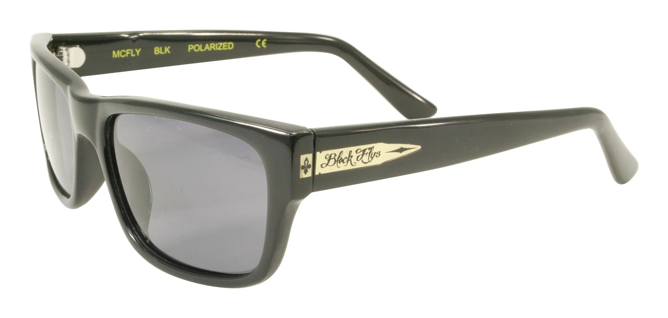 BLACK FLYS McFLY SUNGLASSES SHINY BLACK SMOKE LENS