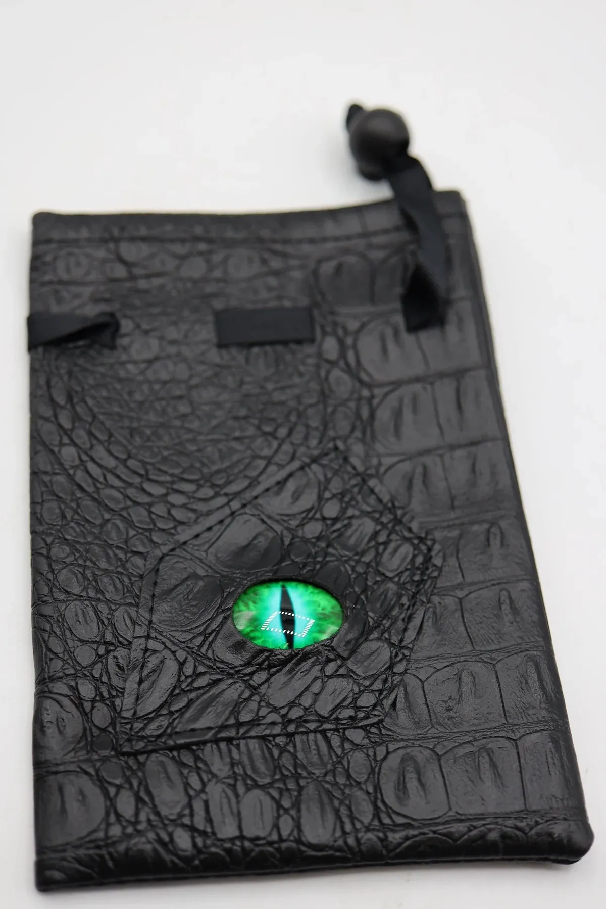 Black Leatherette Jade Dragon Eye Dice Bag