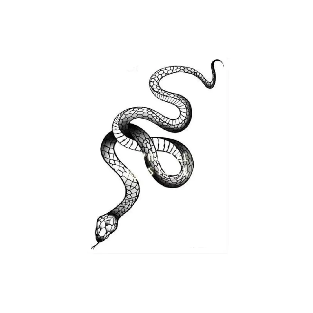 Black Snake Temporary Tattoo Stickers For Women Men Body Waist Waterproof (3 Sheets)