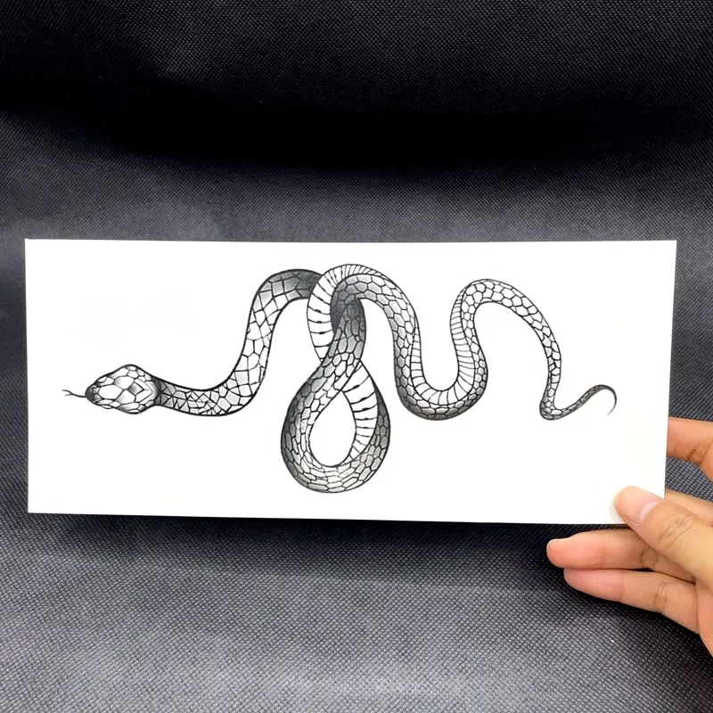 Black Snake Temporary Tattoo Stickers For Women Men Body Waist Waterproof (3 Sheets)