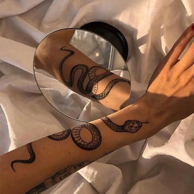 Black Snake Temporary Tattoo Stickers For Women Men Body Waist Waterproof (3 Sheets)