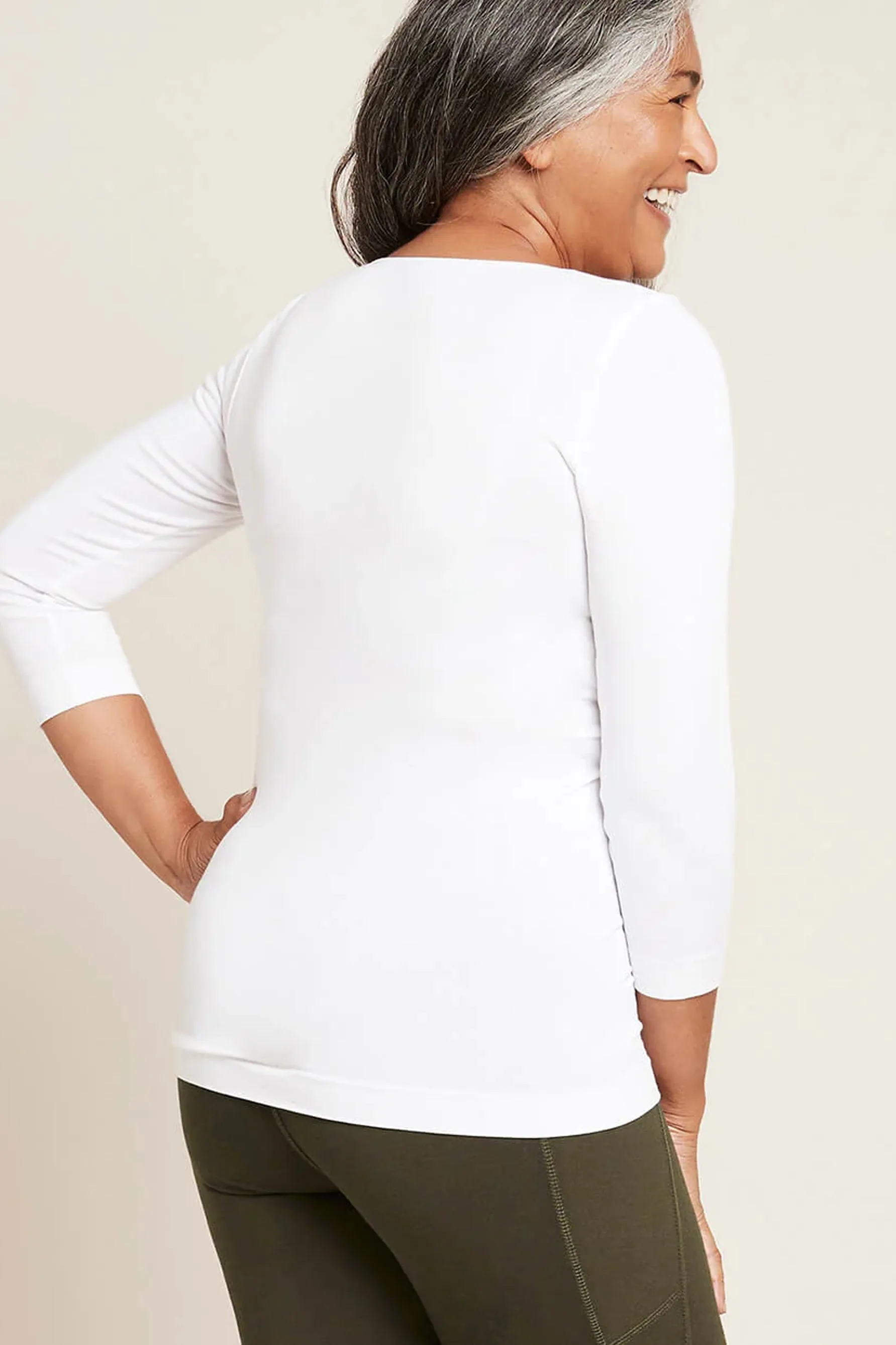 BOODY 3/4 Sleeve Top White Large