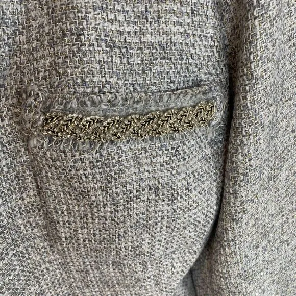 Boston Proper NWT Women’s Crystal Trim Collarless Tweed Blazer Career Size 16