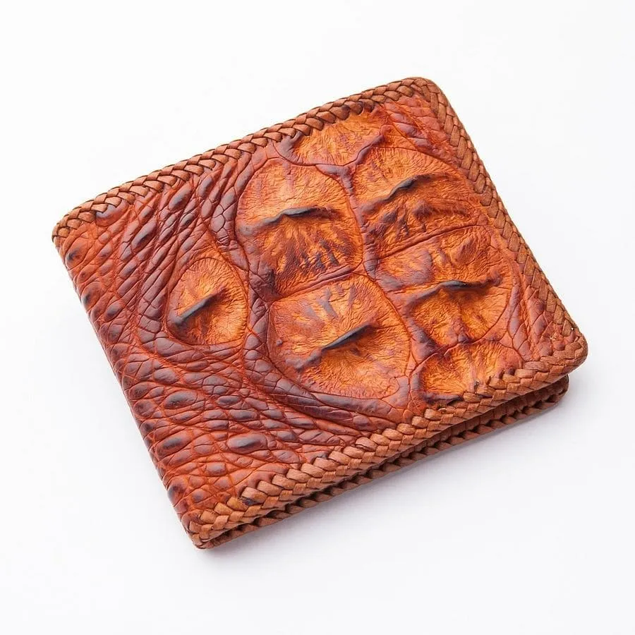 Brown Hardcore Crocodile Head Skin Wallet
