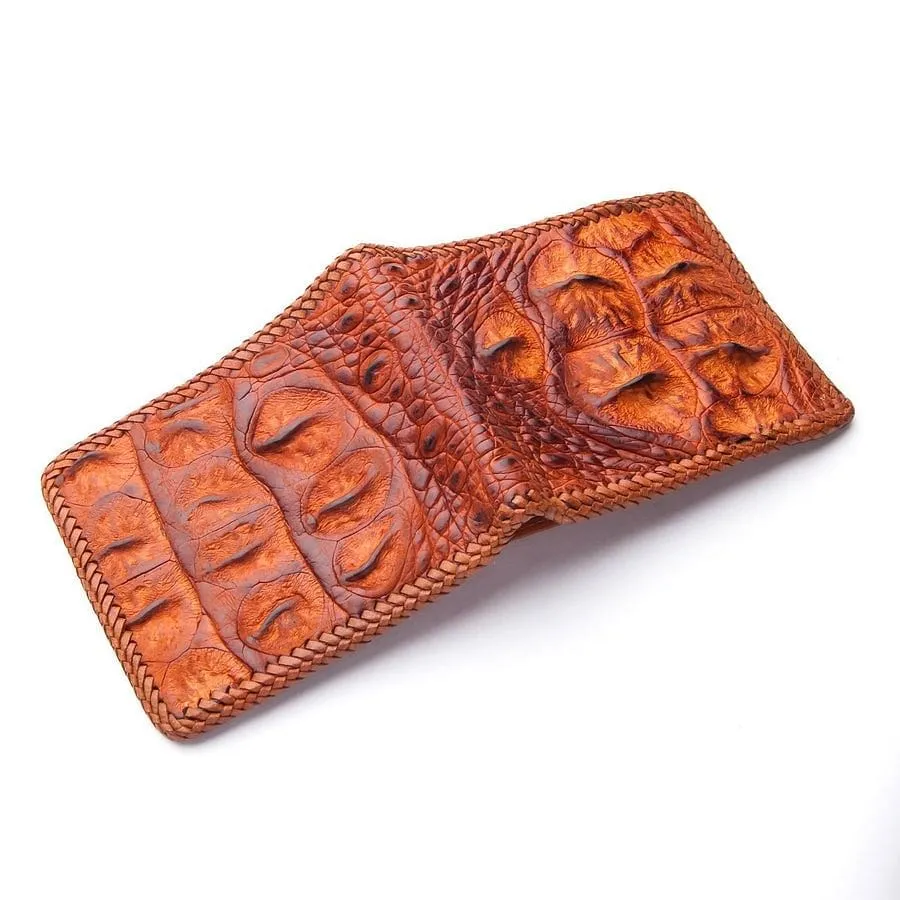 Brown Hardcore Crocodile Head Skin Wallet