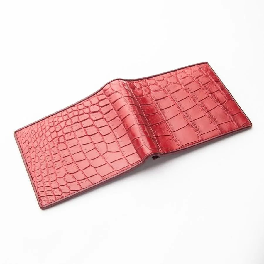 Burgundy Red Crocodile Stomach Skin Wallet