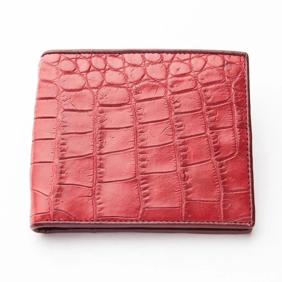 Burgundy Red Crocodile Stomach Skin Wallet