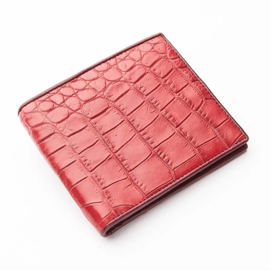 Burgundy Red Crocodile Stomach Skin Wallet