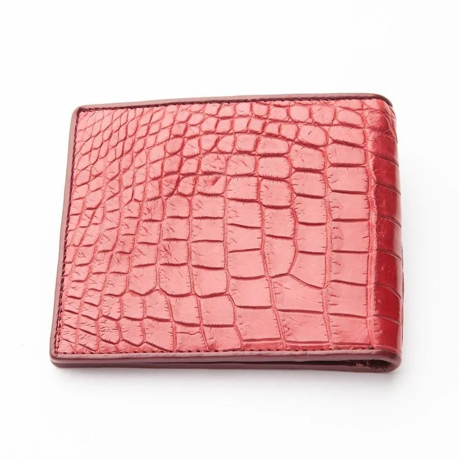 Burgundy Red Crocodile Stomach Skin Wallet