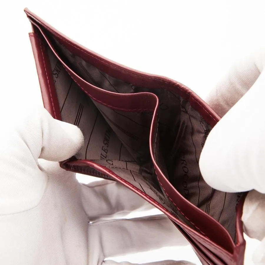Burgundy Red Crocodile Stomach Skin Wallet