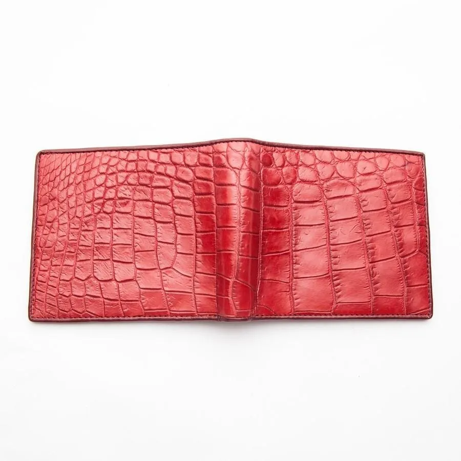 Burgundy Red Crocodile Stomach Skin Wallet
