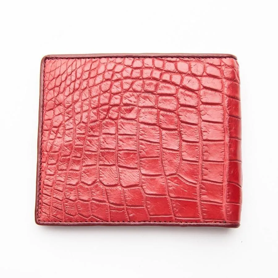 Burgundy Red Crocodile Stomach Skin Wallet