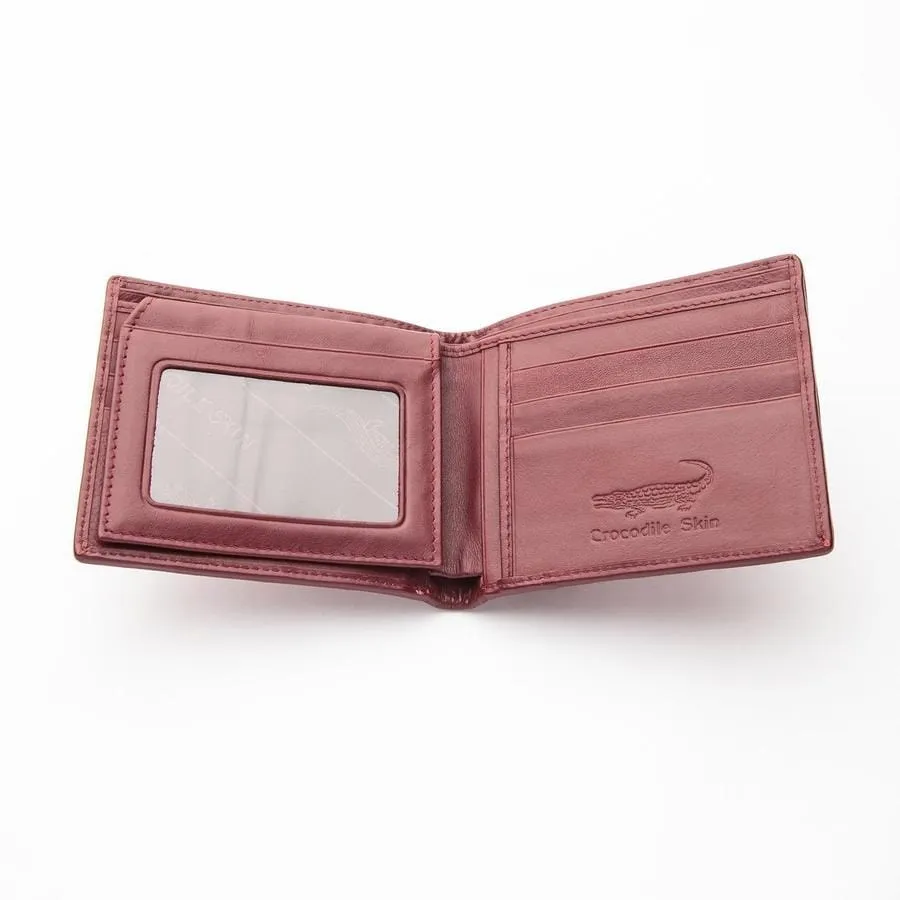 Burgundy Red Crocodile Stomach Skin Wallet