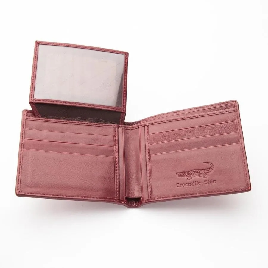 Burgundy Red Crocodile Stomach Skin Wallet
