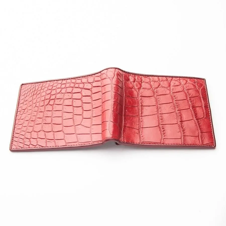 Burgundy Red Crocodile Stomach Skin Wallet