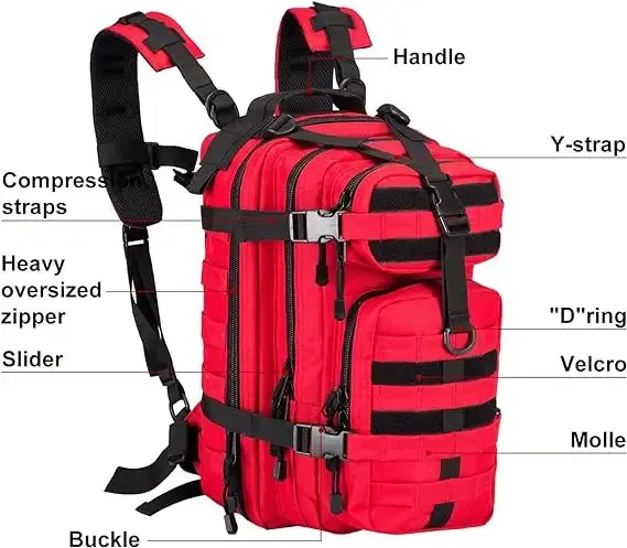 Camping GEAR Large Waterproof 30L Tactical Backpack Durable Red Molle Pack Bag for Camping Outdoor Survival backpack bag Pack