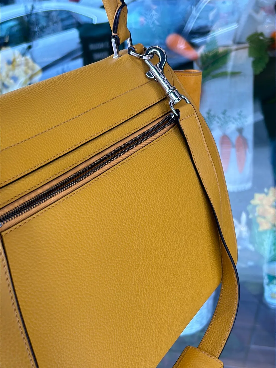 Celine Bag, Sunshine Yellow Leather & Suede Medium Trapeze Tote